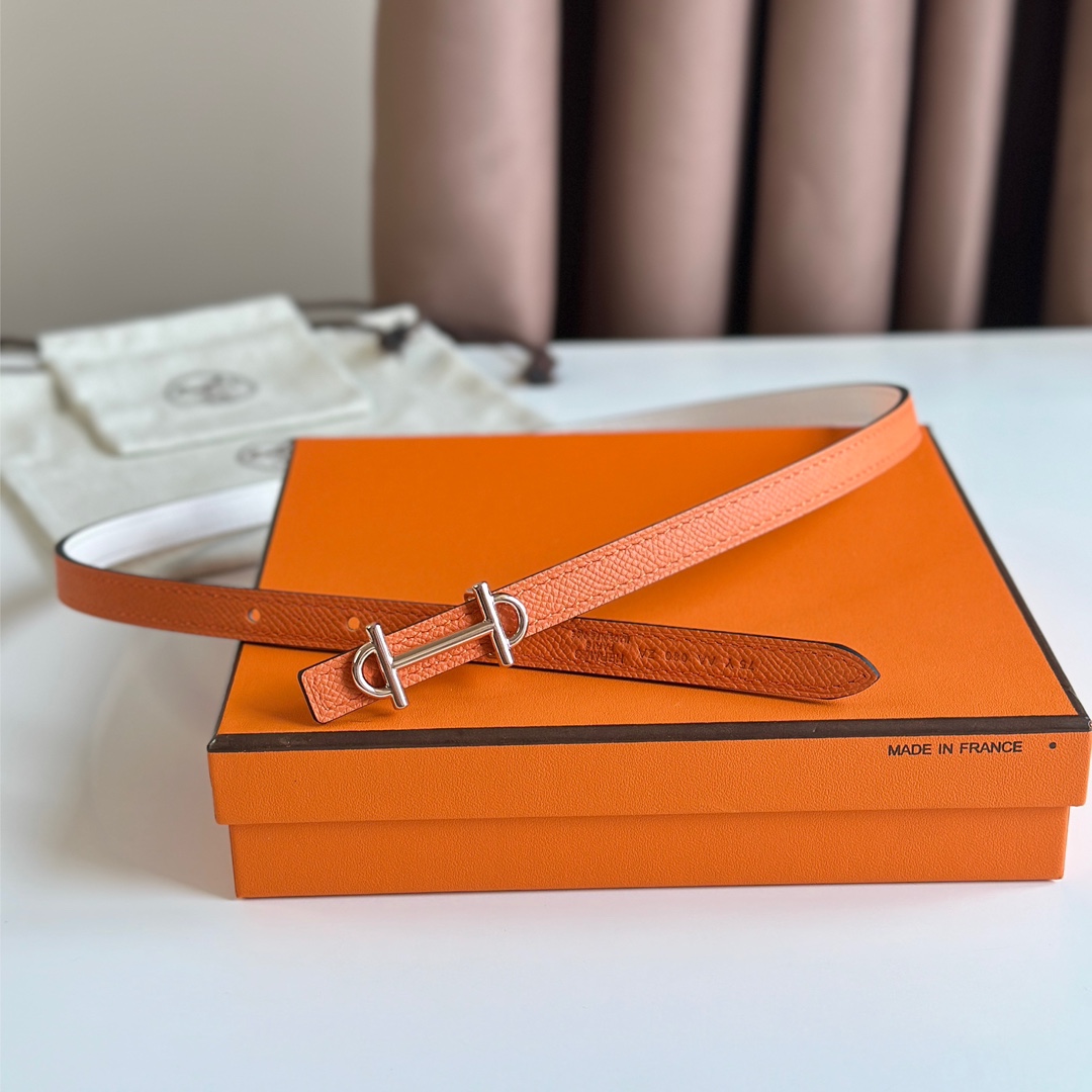 Hermes Women Leather Belt Width 1.3cm 027