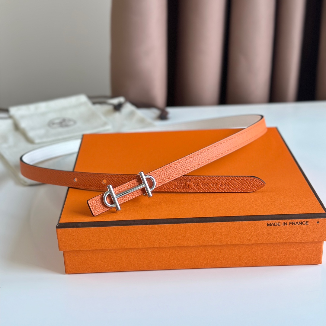 Hermes Women Leather Belt Width 1.3cm 028