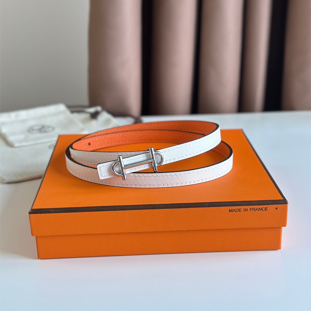 Hermes Women Leather Belt Width 1.3cm 028