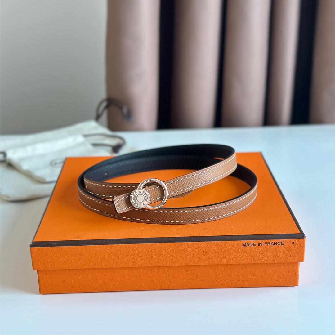 Hermes Women Leather Belt Width 1.3cm 032