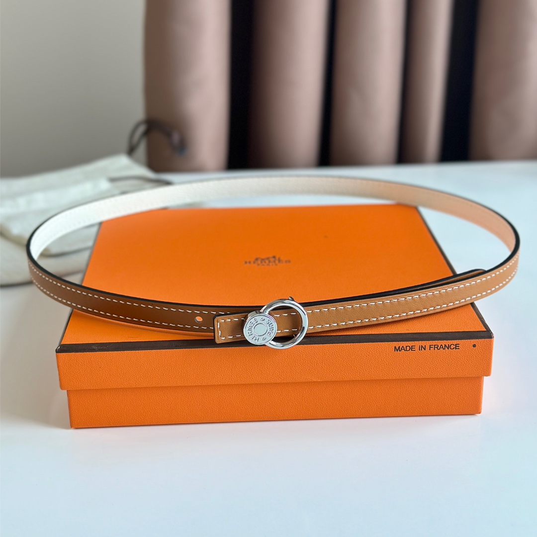 Hermes Women Leather Belt Width 1.3cm 033