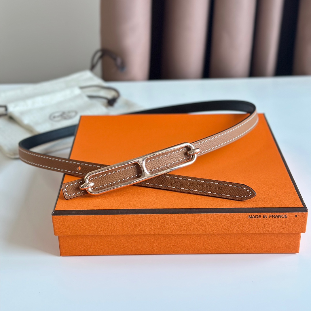 Hermes Women Leather Belt Width 1.3cm 035