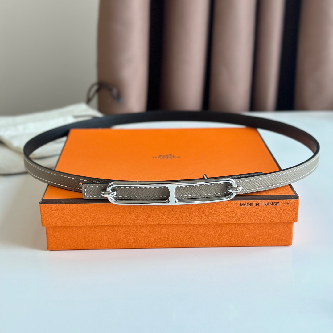 Hermes Women Leather Belt Width 1.3cm 039