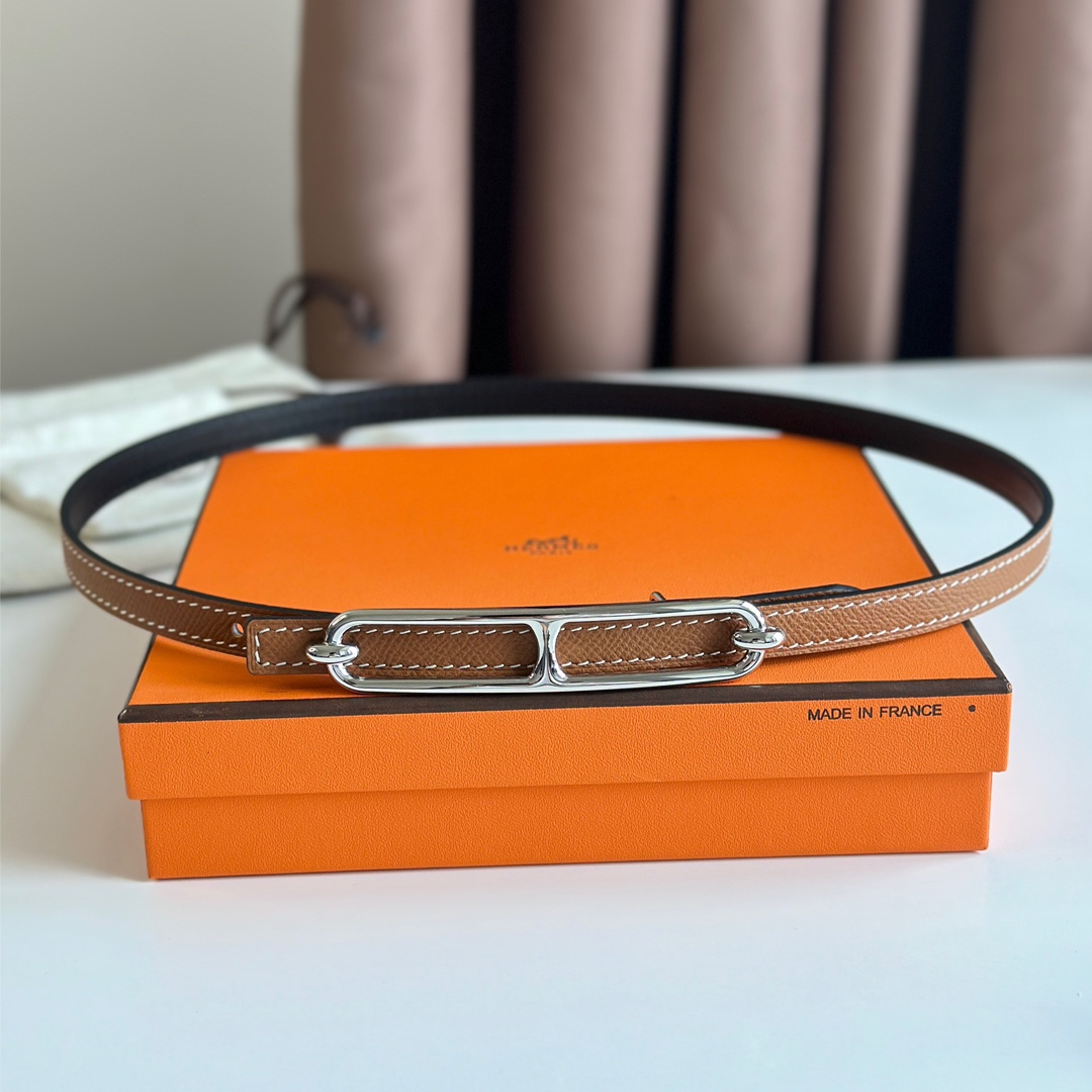 Hermes Women Leather Belt Width 1.3cm 040