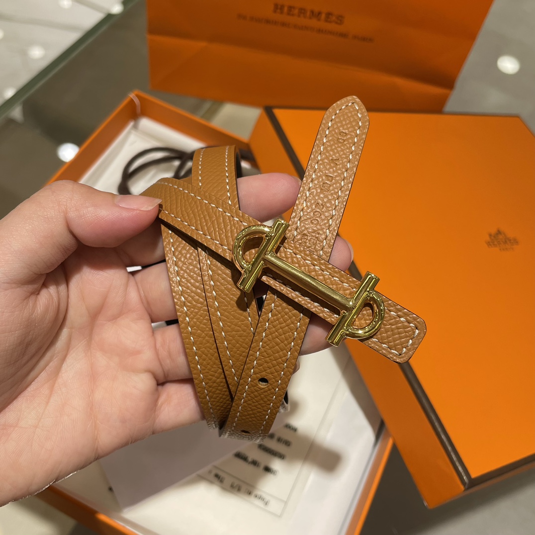 Hermes Women Leather Belt Width 1.3cm 057