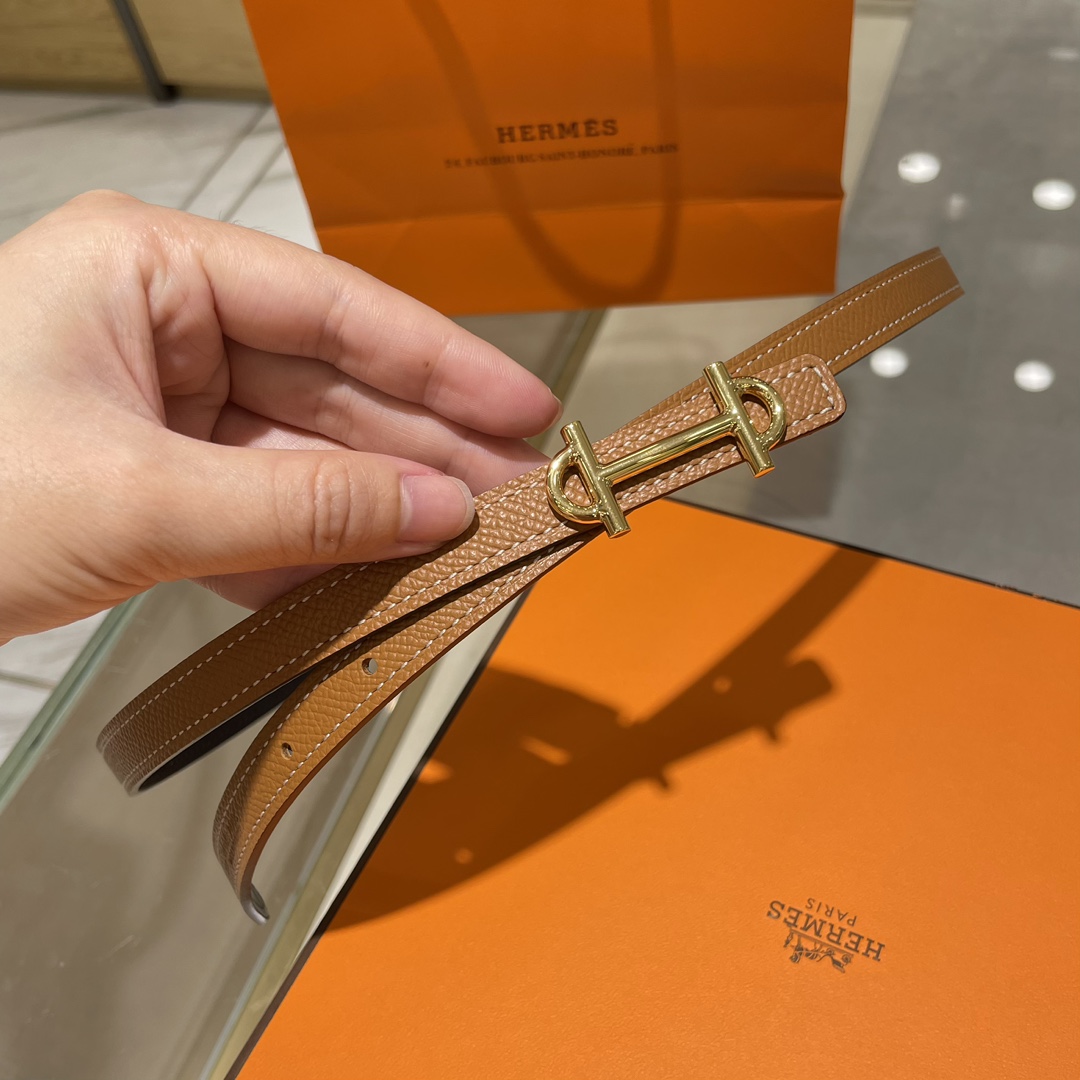 Hermes Women Leather Belt Width 1.3cm 057