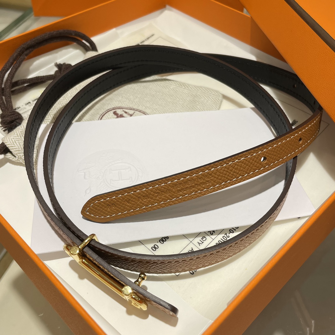 Hermes Women Leather Belt Width 1.3cm 057