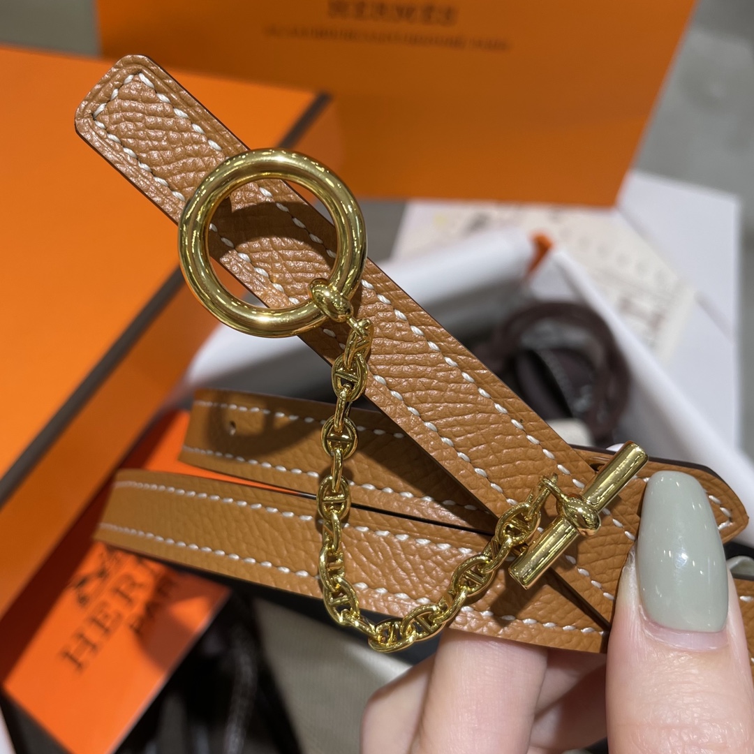 Hermes Women Leather Belt Width 1.3cm 061