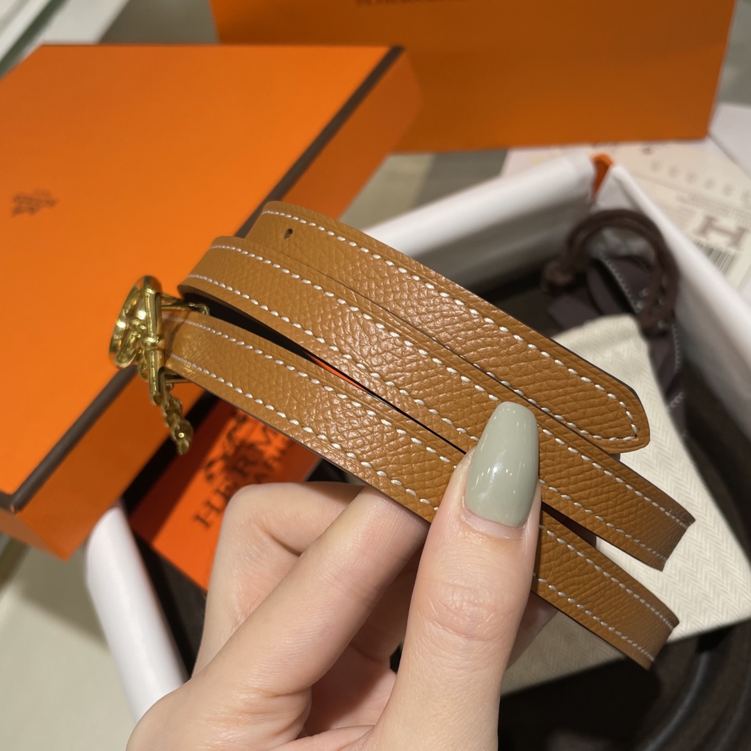 Hermes Women Leather Belt Width 1.3cm 061