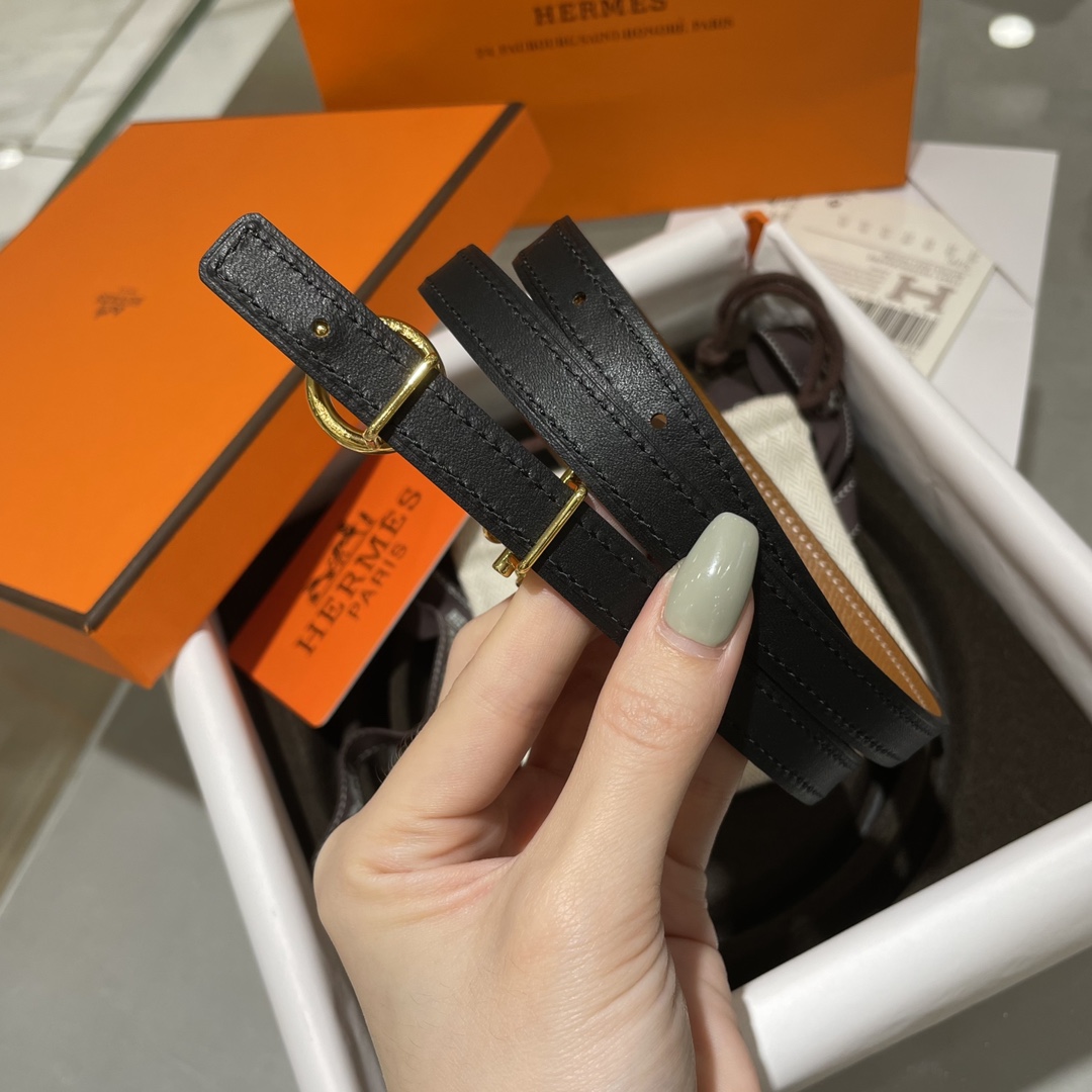 Hermes Women Leather Belt Width 1.3cm 061