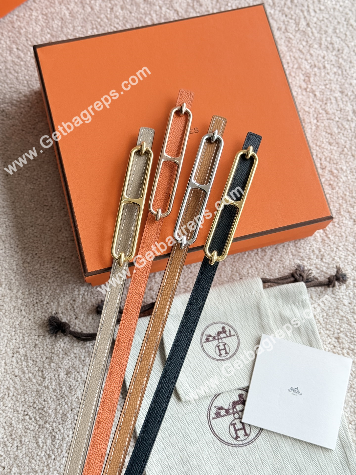 Hermes Women Leather Belt Width 1.3cm 062