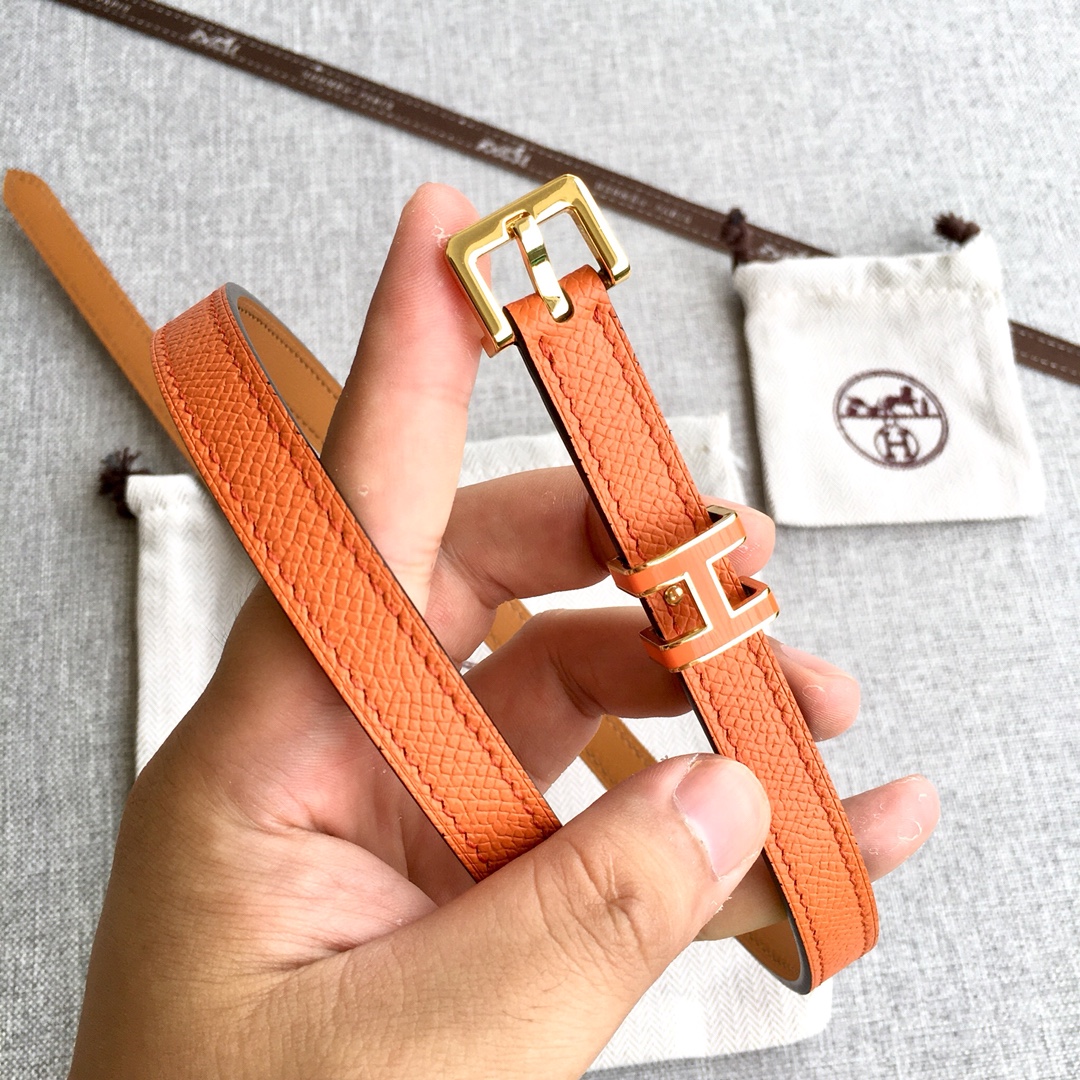 Hermes Women Leather Belt Width 1.5cm 005