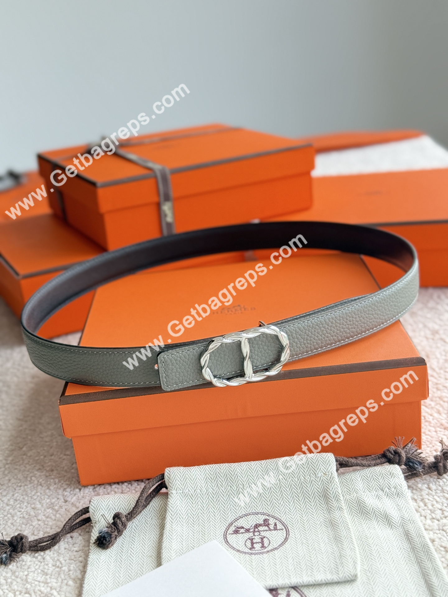 Hermes Women Leather Belt Width 2.4cm 068