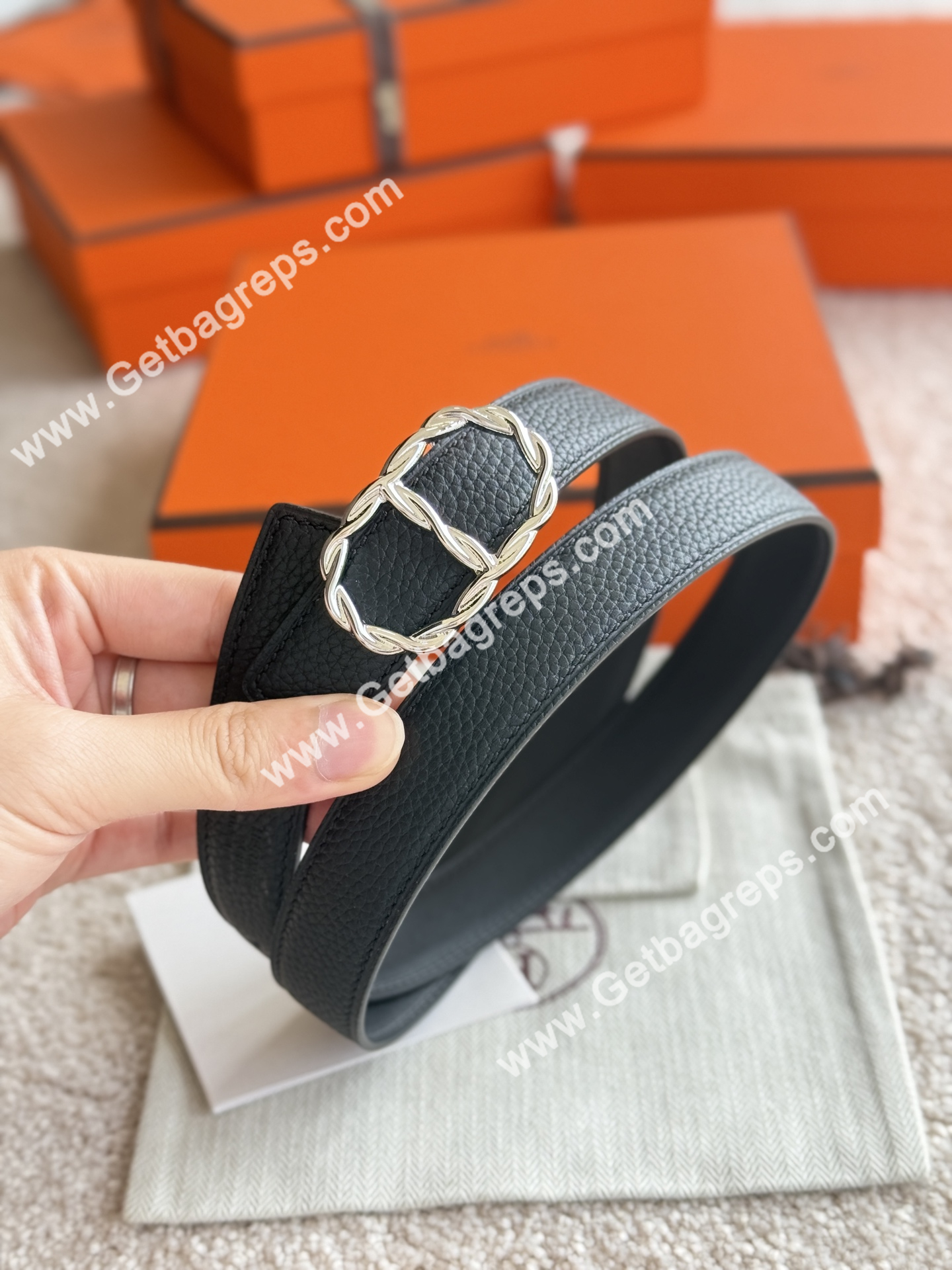 Hermes Women Leather Belt Width 2.4cm 069