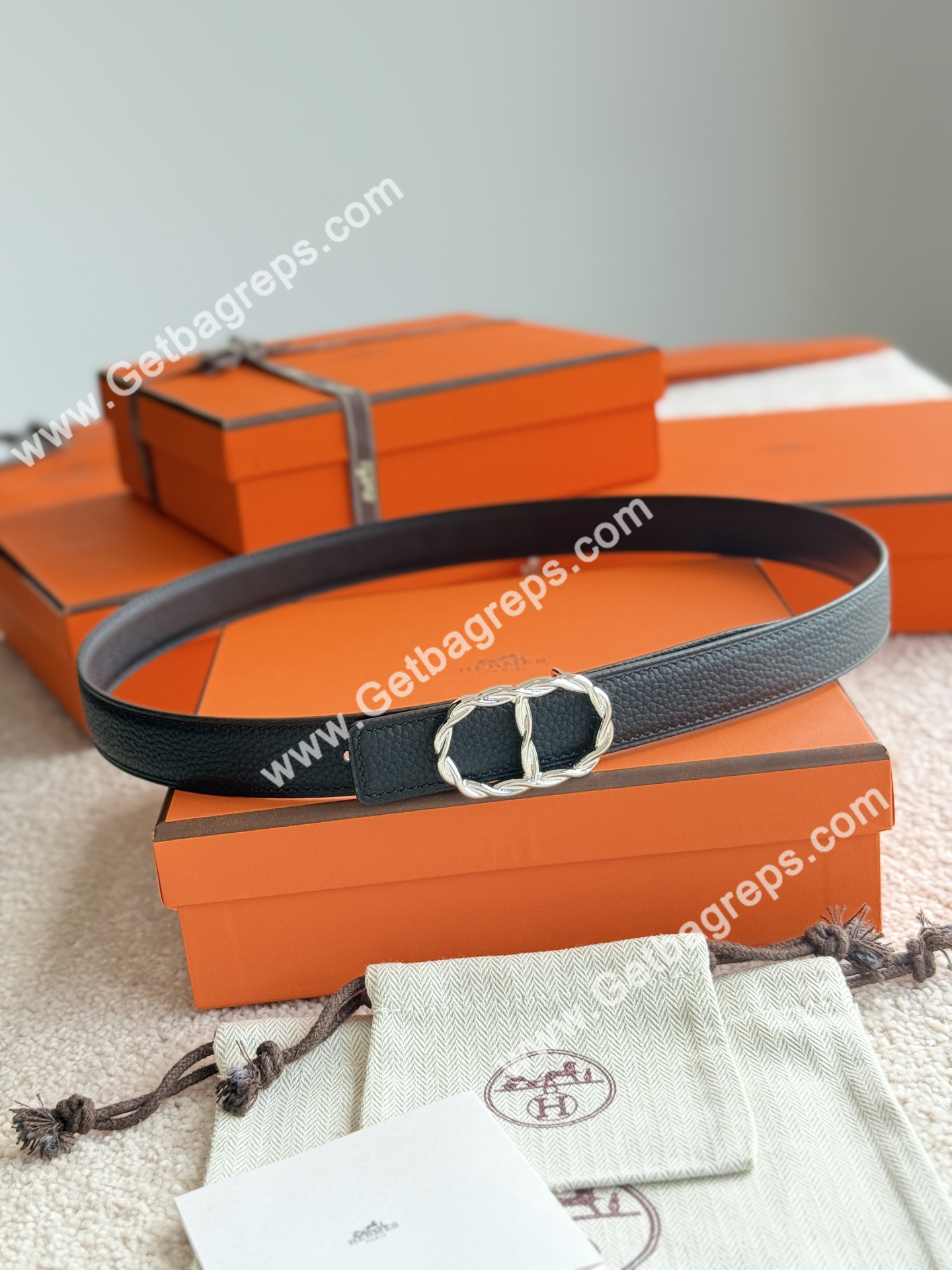 Hermes Women Leather Belt Width 2.4cm 069