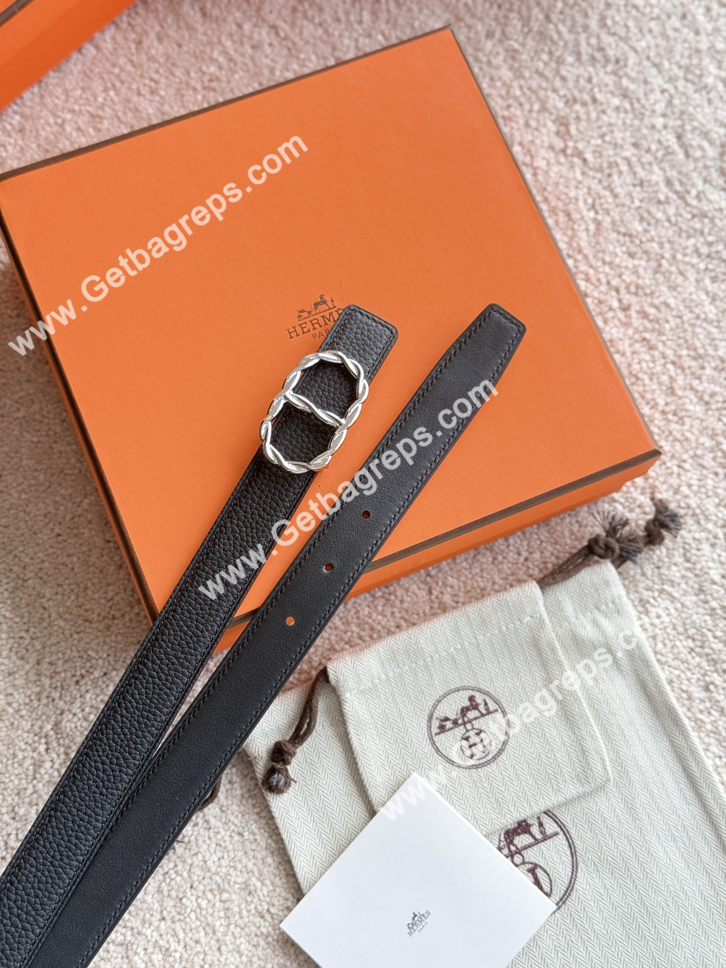 Hermes Women Leather Belt Width 2.4cm 069