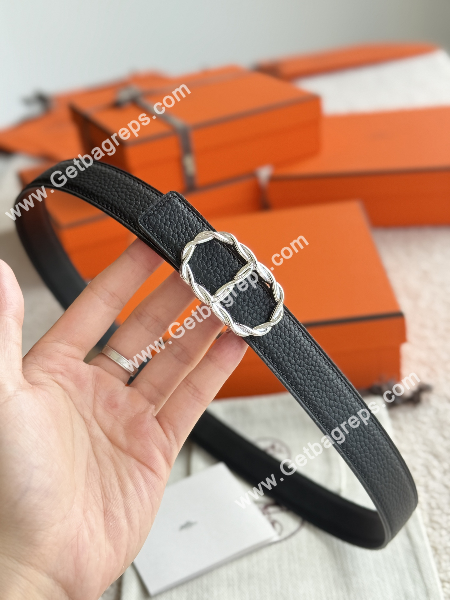 Hermes Women Leather Belt Width 2.4cm 069