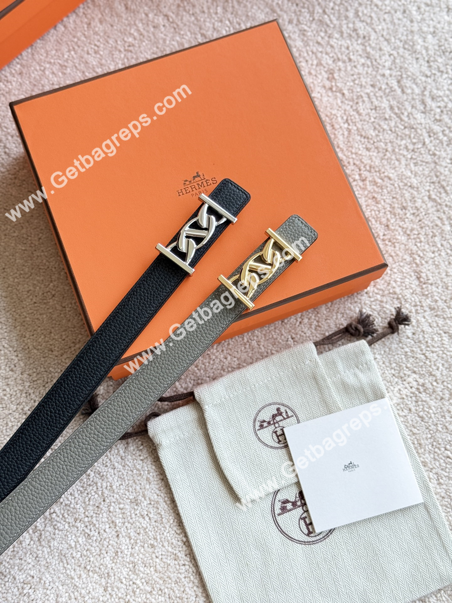 Hermes Women Leather Belt Width 2.4cm 070