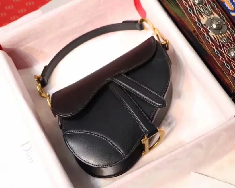 High Quality Dior Mini Saddle Bag in Black Calfskin