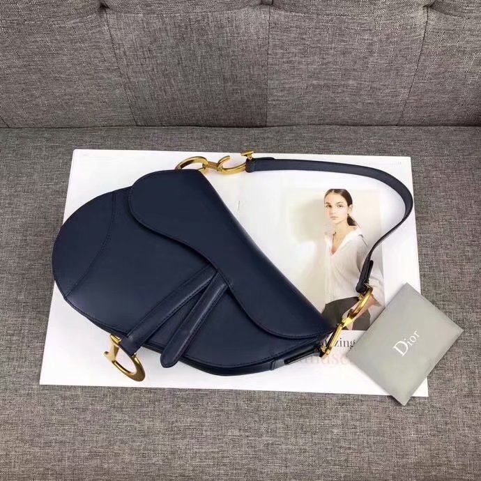 High Quality Dior Mini Saddle Bag in Blue Calfskin