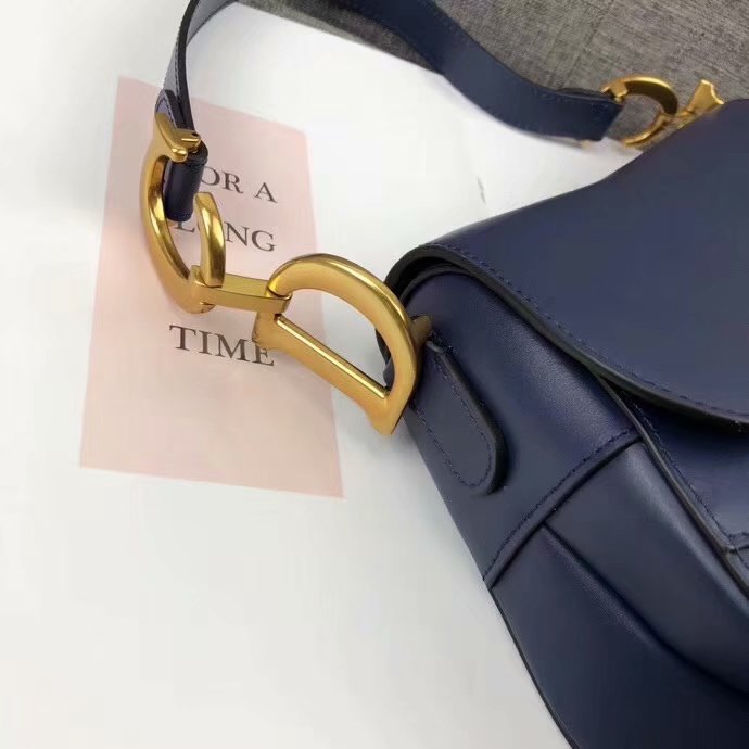 High Quality Dior Mini Saddle Bag in Blue Calfskin