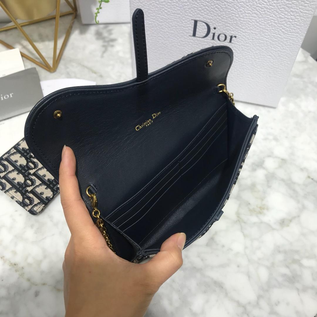 High Quality Dior Oblique Saddle Long Wallet with Flap in Blue