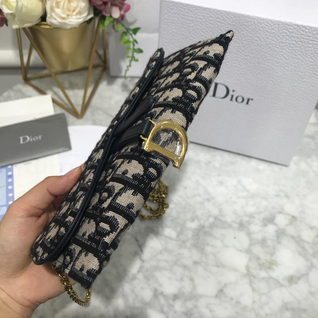 High Quality Dior Oblique Saddle Long Wallet with Flap in Blue