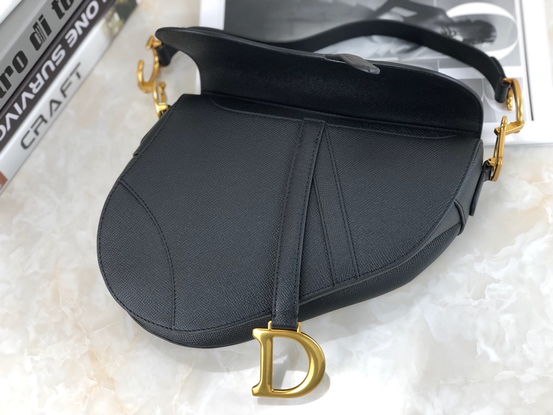 High Quality Dior Saddle Bag in Black Calfskin