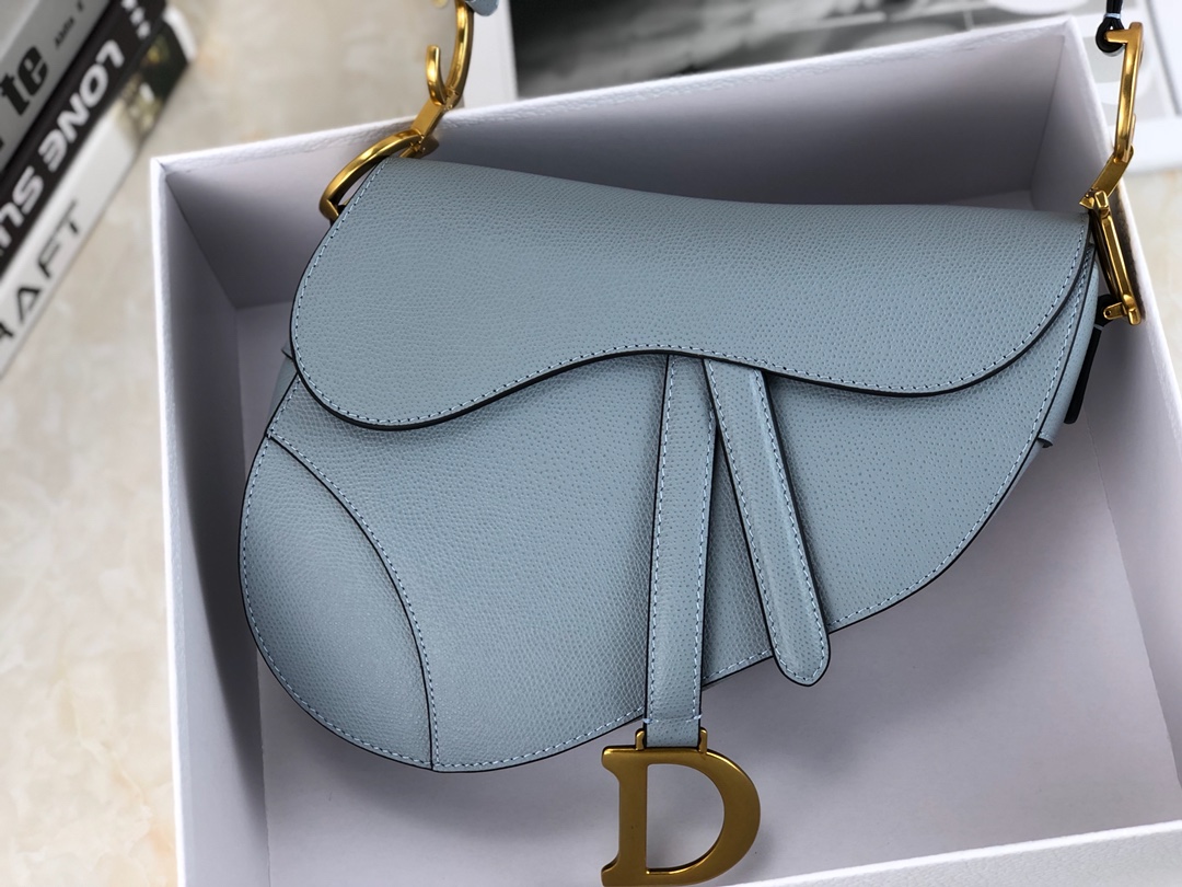 High Quality Dior Saddle Bag in Blue Calfskin