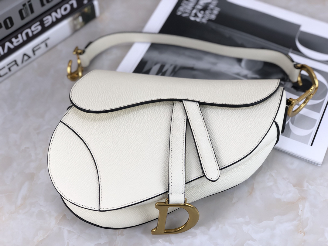 High Quality Dior Saddle Bag in White Calfskin