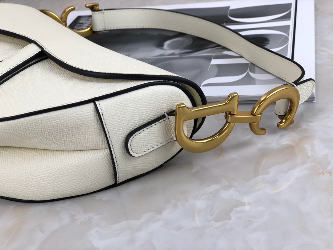 High Quality Dior Saddle Bag in White Calfskin