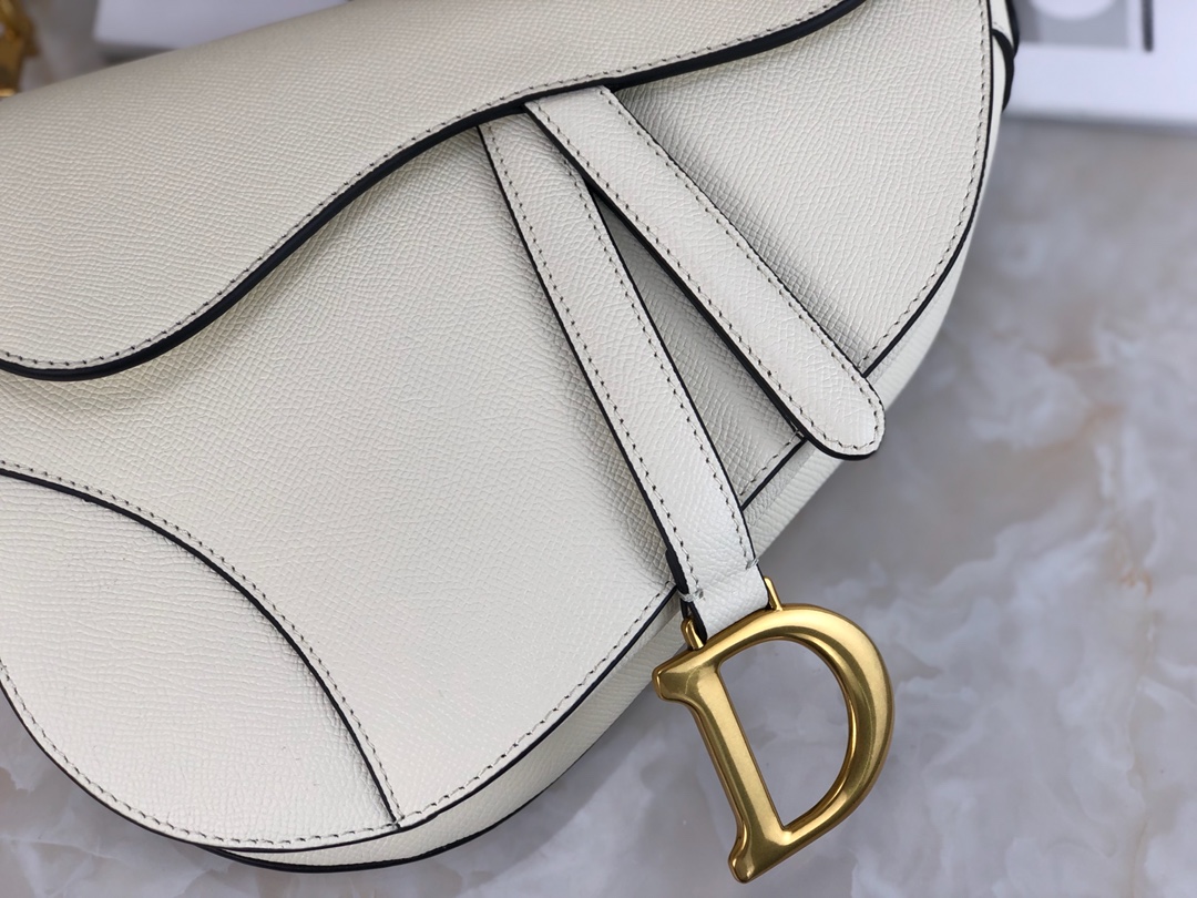 High Quality Dior Saddle Bag in White Calfskin