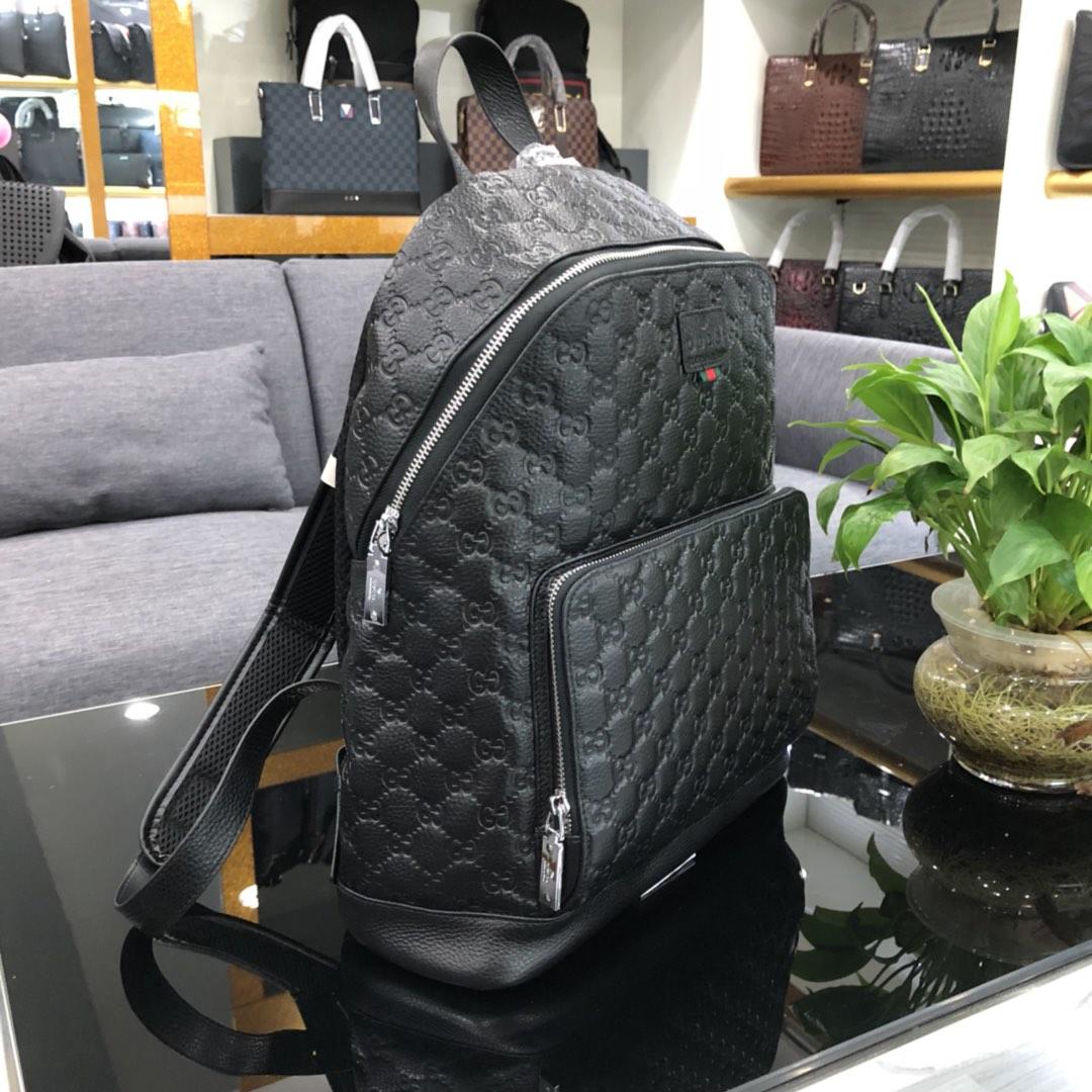 High Quality Gucci 6888 Signature Men Leather Backpack Black