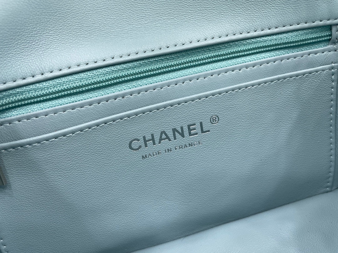 Hot Sale Chanel Classic Flap Sheepskin Shoulder Bag 20Cm For Ladies Light Blue Wiht Gold