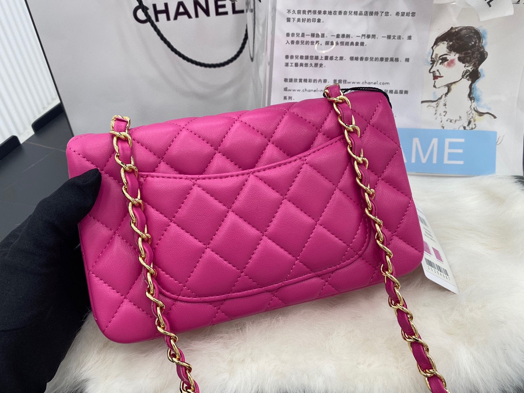 Hot Sale Chanel Classic Flap Sheepskin Shoulder Bag 20Cm For Ladies Rose Wiht Gold