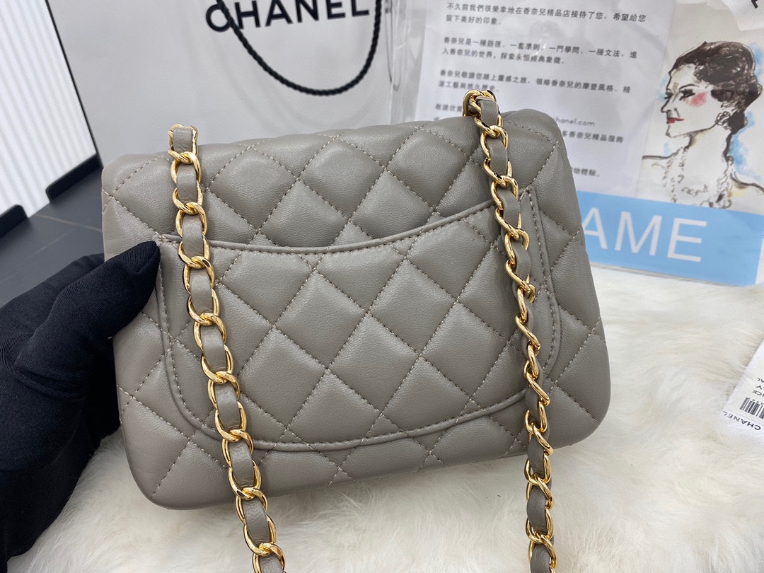 Hot Sale Chanel Classic Flap Sheepskin Small Shoulder Bag 17cm Best Gift Replica Khaki With Gold