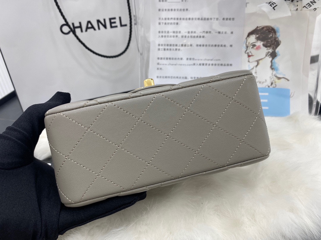 Hot Sale Chanel Classic Flap Sheepskin Small Shoulder Bag 17cm Best Gift Replica Khaki With Gold