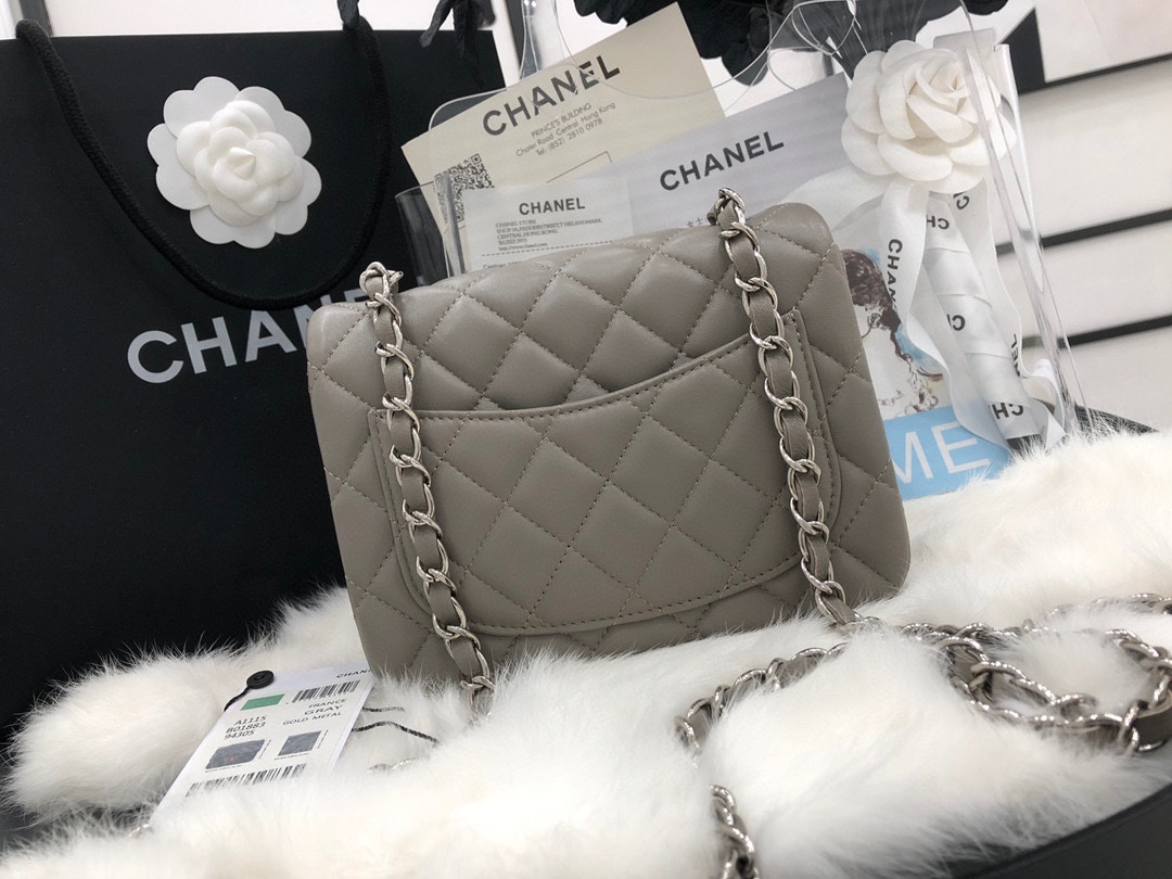 Hot Sale Chanel Classic Flap Sheepskin Small Shoulder Bag 17cm Best Gift Replica Khaki With Sliver