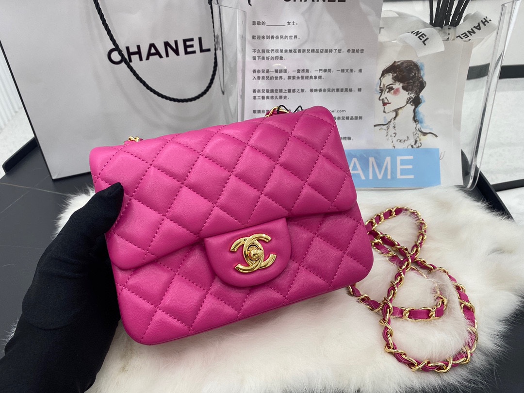 Hot Sale Chanel Classic Flap Sheepskin Small Shoulder Bag 17cm Best Gift Replica Rose With Gold