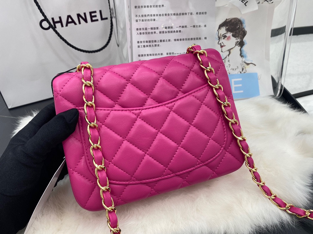 Hot Sale Chanel Classic Flap Sheepskin Small Shoulder Bag 17cm Best Gift Replica Rose With Gold