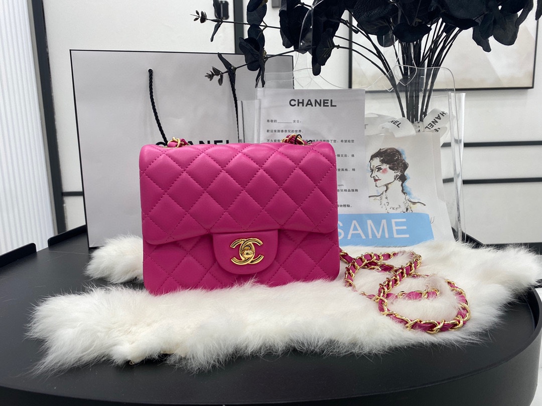 Hot Sale Chanel Classic Flap Sheepskin Small Shoulder Bag 17cm Best Gift Replica Rose With Gold