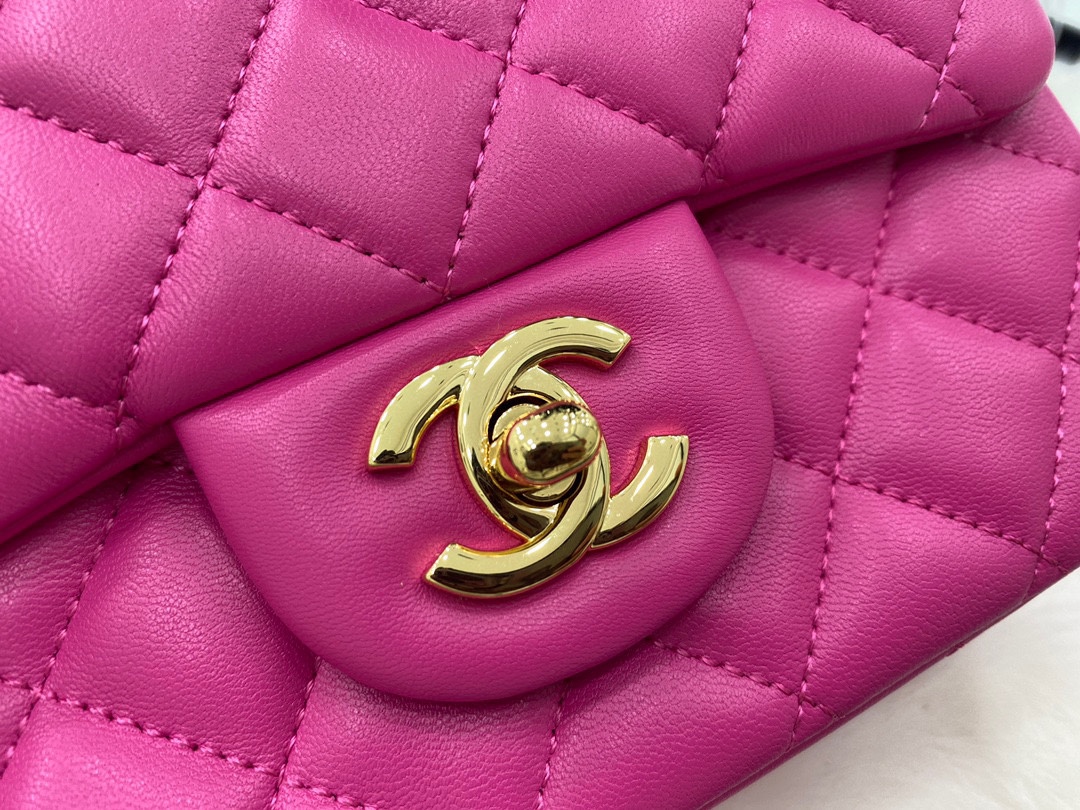 Hot Sale Chanel Classic Flap Sheepskin Small Shoulder Bag 17cm Best Gift Replica Rose With Gold