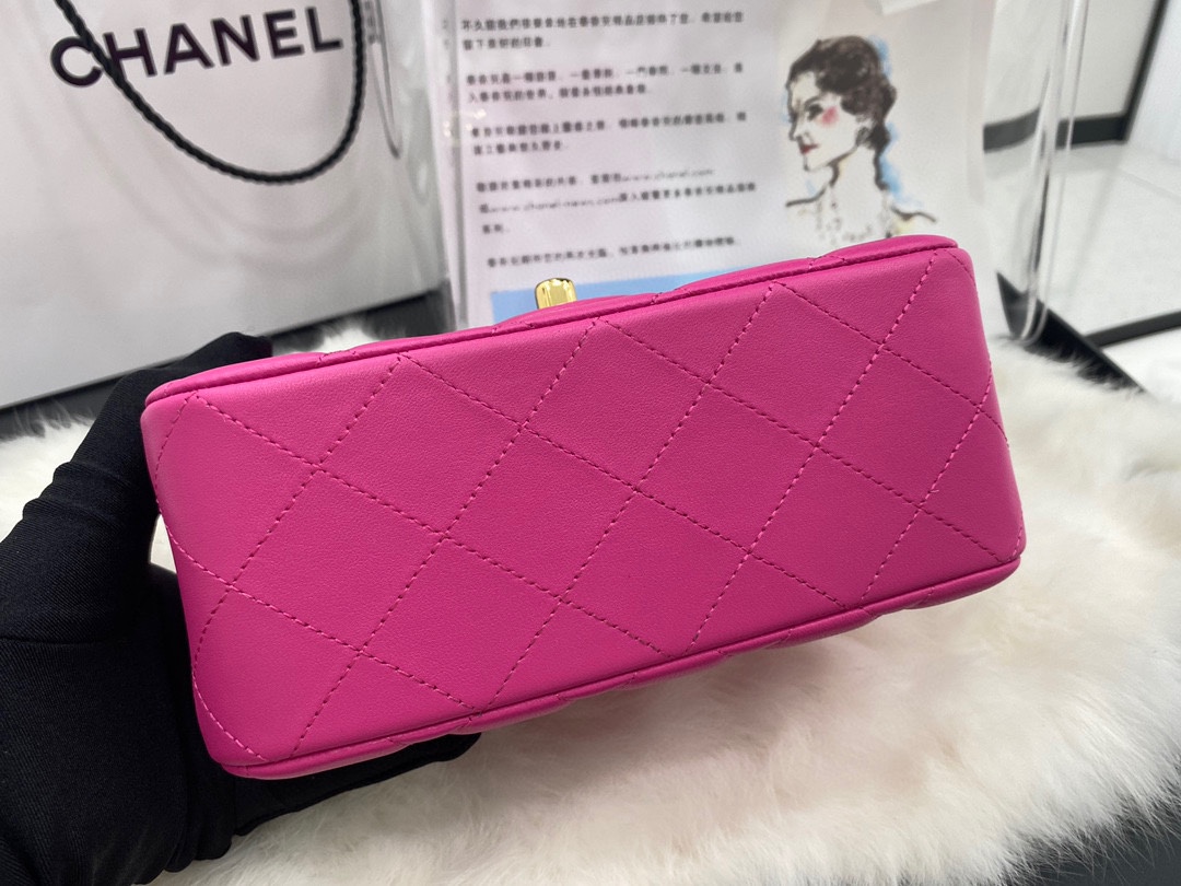 Hot Sale Chanel Classic Flap Sheepskin Small Shoulder Bag 17cm Best Gift Replica Rose With Gold