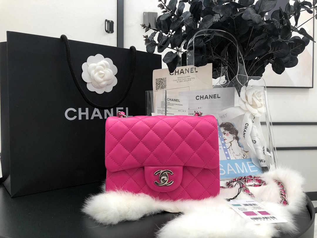 Hot Sale Chanel Classic Flap Sheepskin Small Shoulder Bag 17cm Best Gift Replica Rose With Sliver