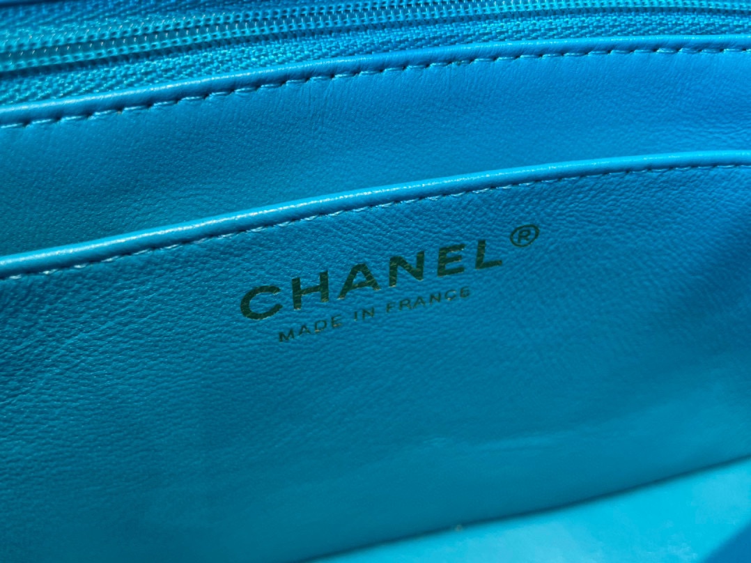 Hot Sale Chanel Classic Flap Sheepskin Small Shoulder Bag 17cm Best Gift Replica Sky Blue With Gold