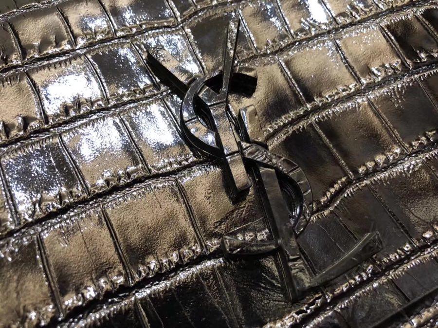 Hot Sell Saint Laurent Niki Baby In Crocodile Embossed Patent Leather Black