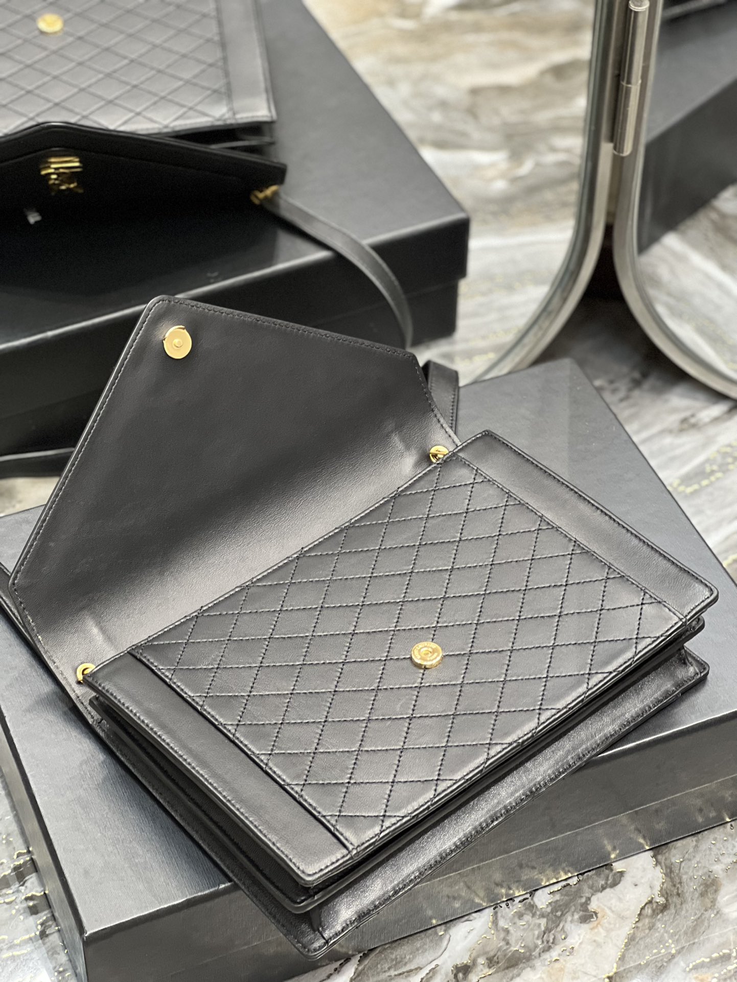 Imitation Saint Laurent Gaby Chain Wallet in Lambskin Spring Hot Selling All Black