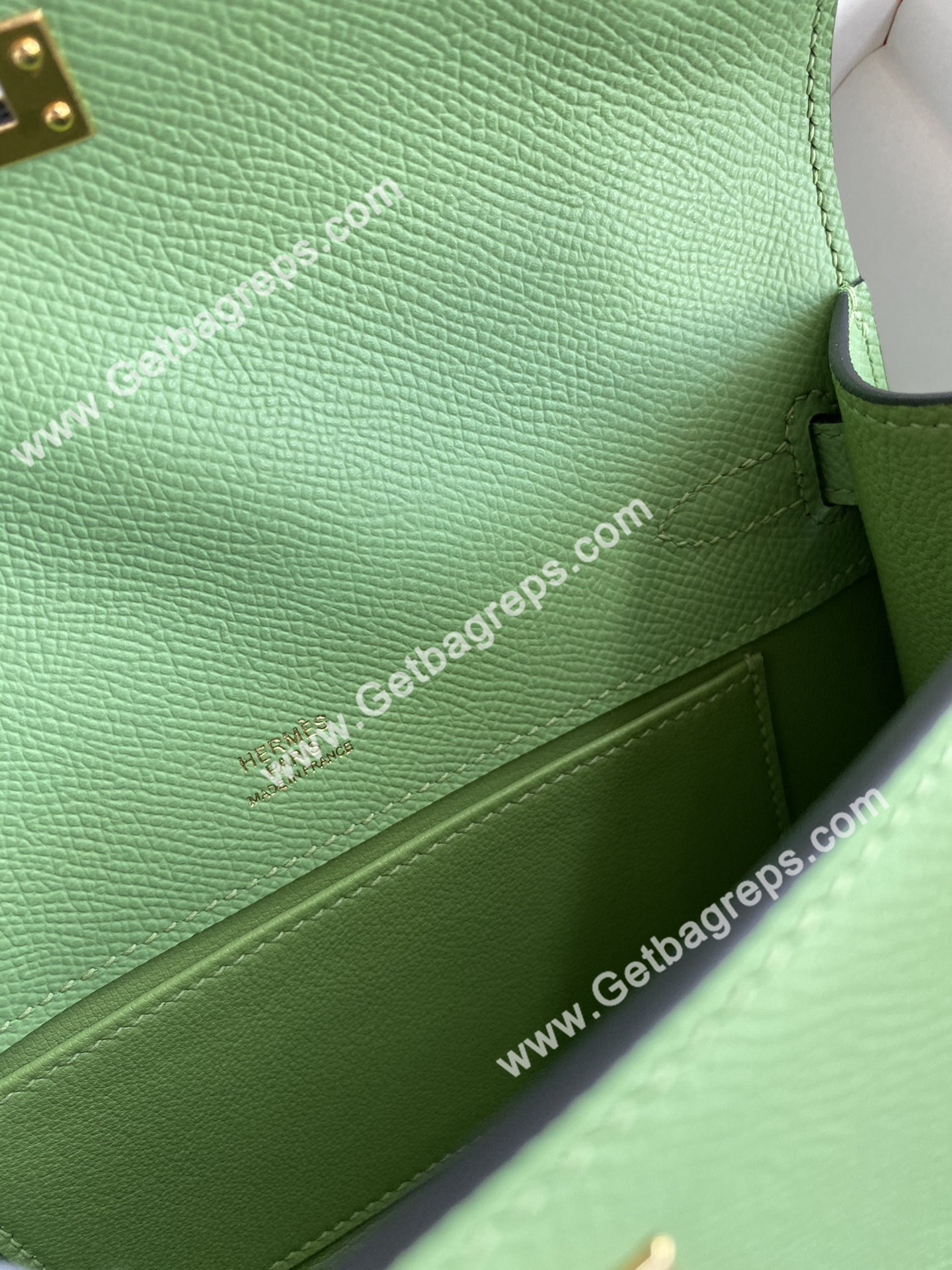 Kelly 22cm Epsom Avocado Green With Gold