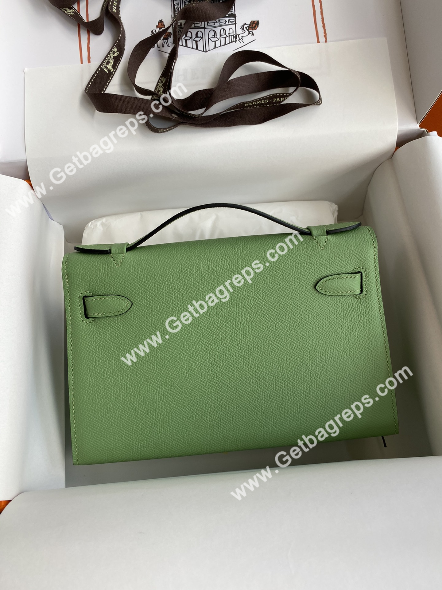 Kelly 22cm Epsom Avocado Green With Gold