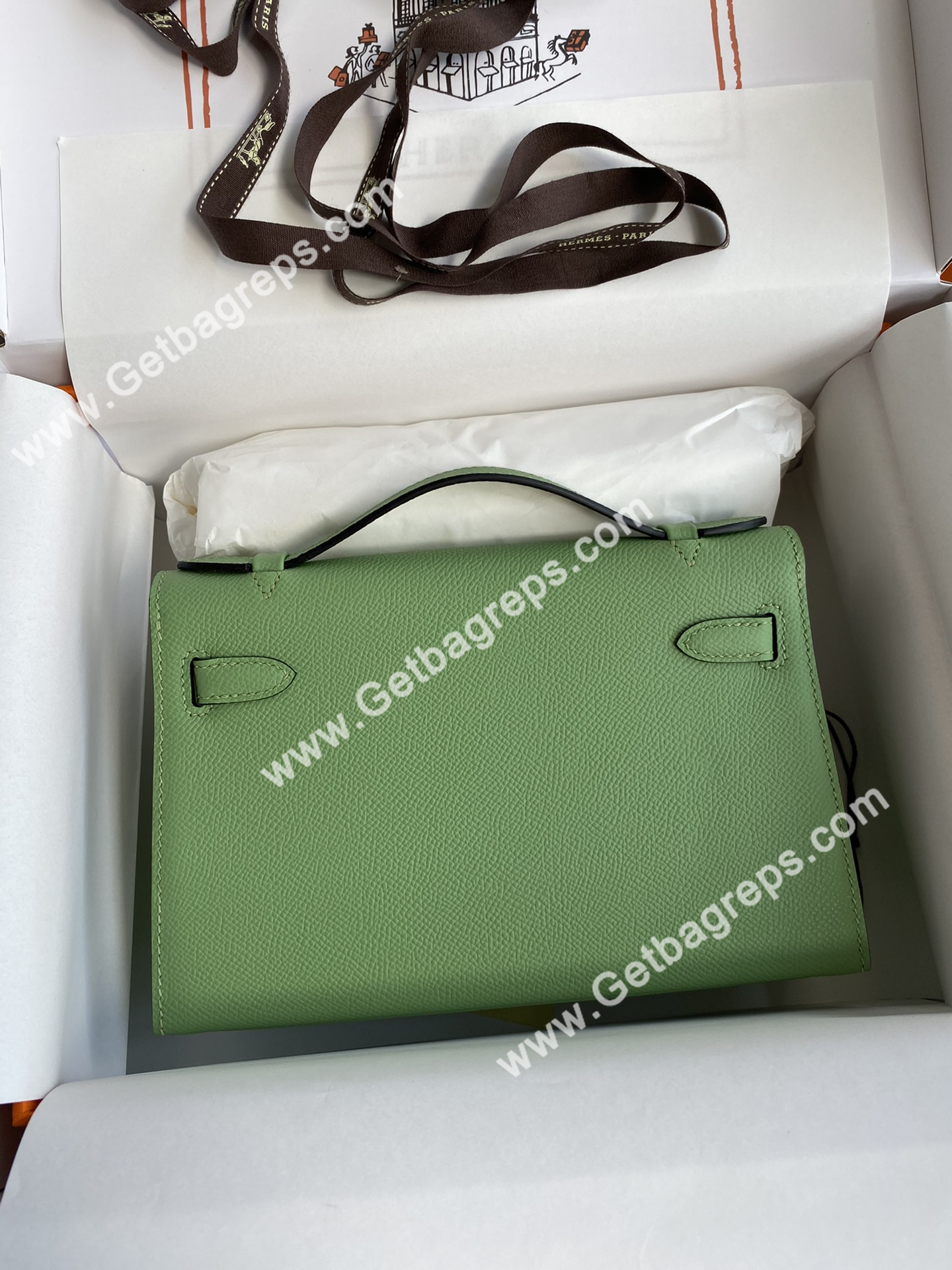 Kelly 22cm Epsom Avocado Green With Silver